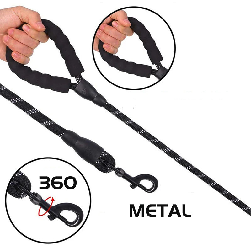 Strong Reflective Dog leash with Soft Handle -