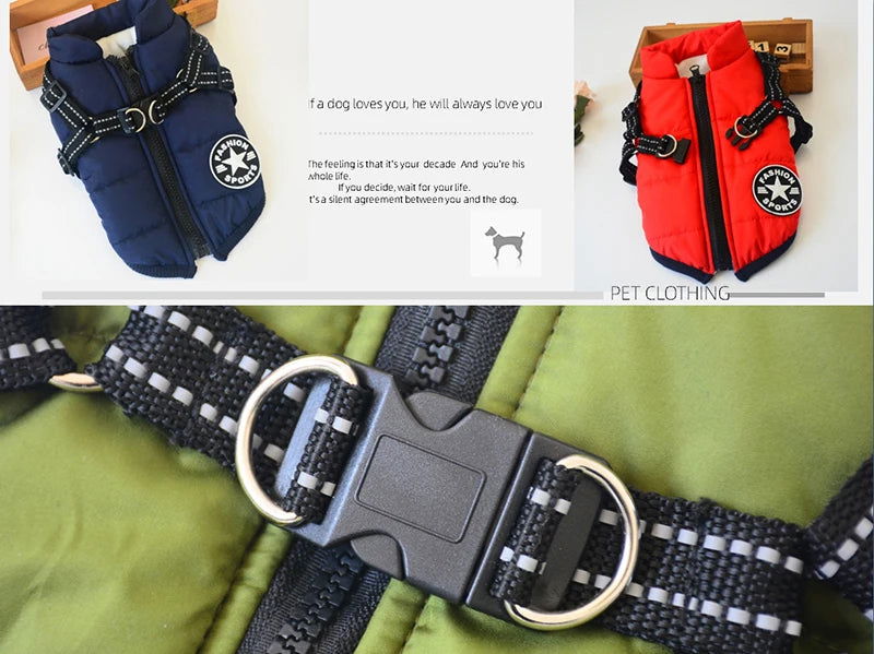 Waterproof Dog Jacket With Harness -