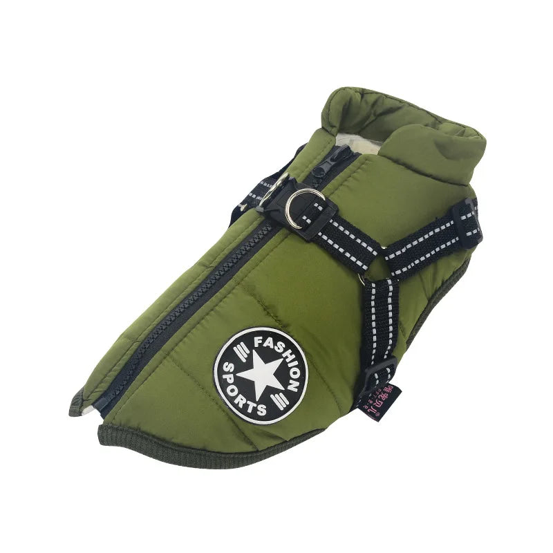 Waterproof Dog Jacket With Harness -