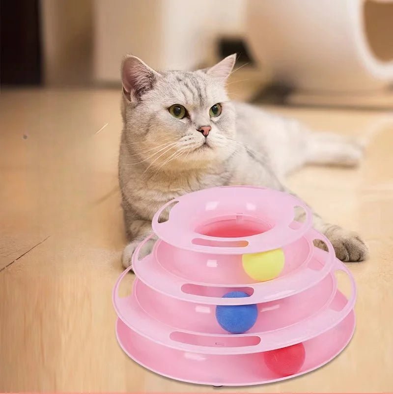 4-Level Cat Toy Tower with Roller Balls – Interactive Puzzle and Intelligence Training for Cats -  