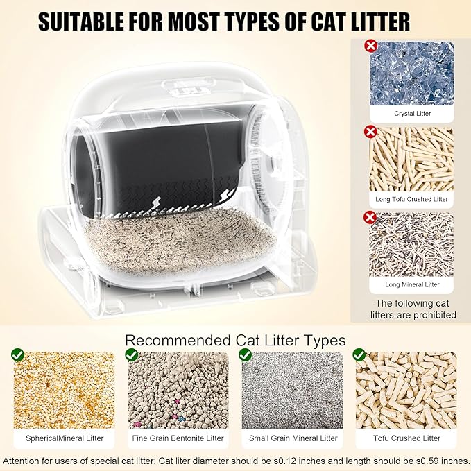 65L Automatic Intelligent Cat Litter Pan - Self-Cleaning Fully Enclosed Electric Deodorizing System