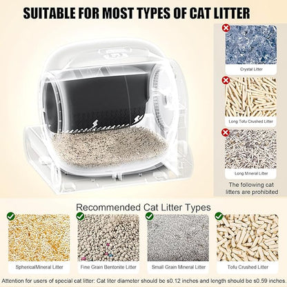 65L Automatic Intelligent Cat Litter Pan - Self-Cleaning Fully Enclosed Electric Deodorizing System