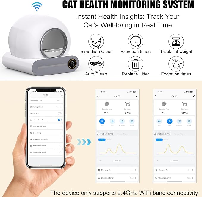 65L Automatic Intelligent Cat Litter Pan - Self-Cleaning Fully Enclosed Electric Deodorizing System