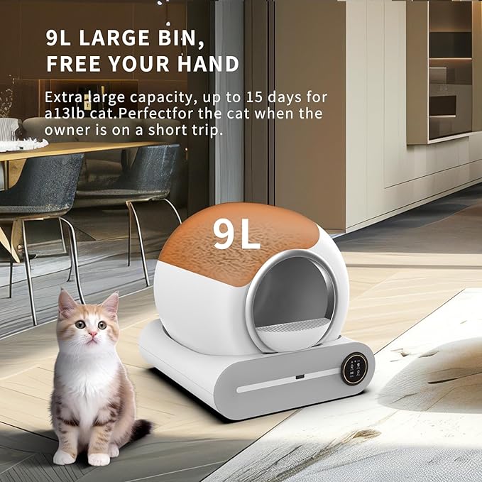 65L Automatic Intelligent Cat Litter Pan - Self-Cleaning Fully Enclosed Electric Deodorizing System