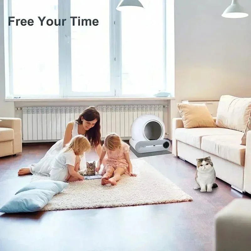 65L Automatic Intelligent Cat Litter Pan - Self-Cleaning Fully Enclosed Electric Deodorizing System