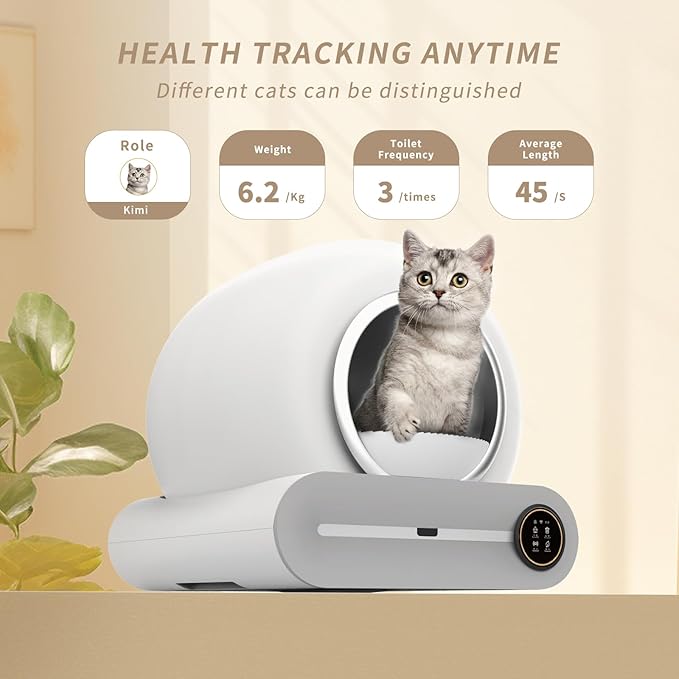 65L Automatic Intelligent Cat Litter Pan - Self-Cleaning Fully Enclosed Electric Deodorizing System