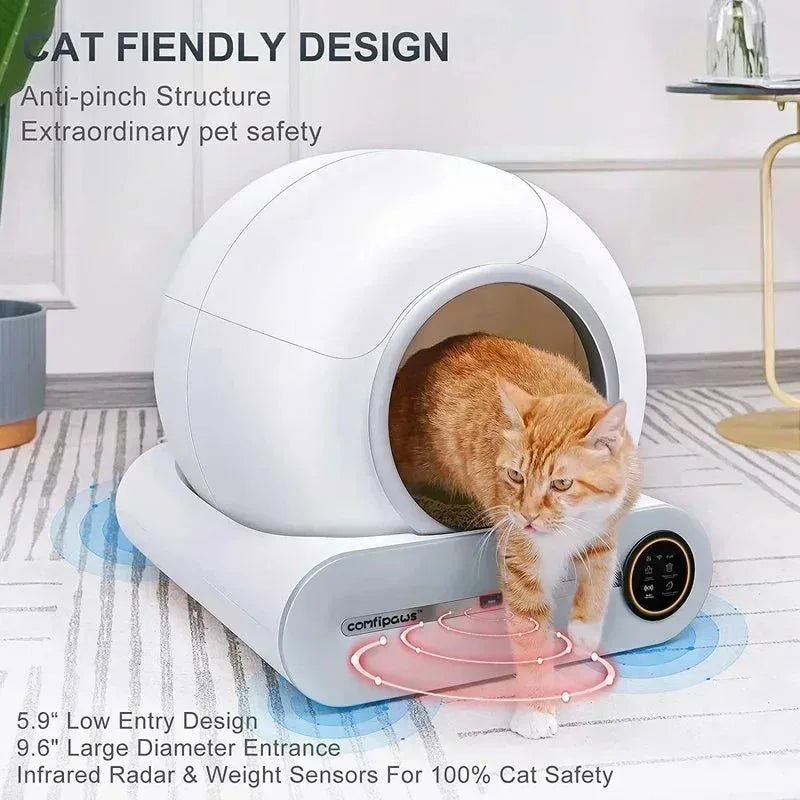 65L Automatic Intelligent Cat Litter Pan - Self-Cleaning Fully Enclosed Electric Deodorizing System