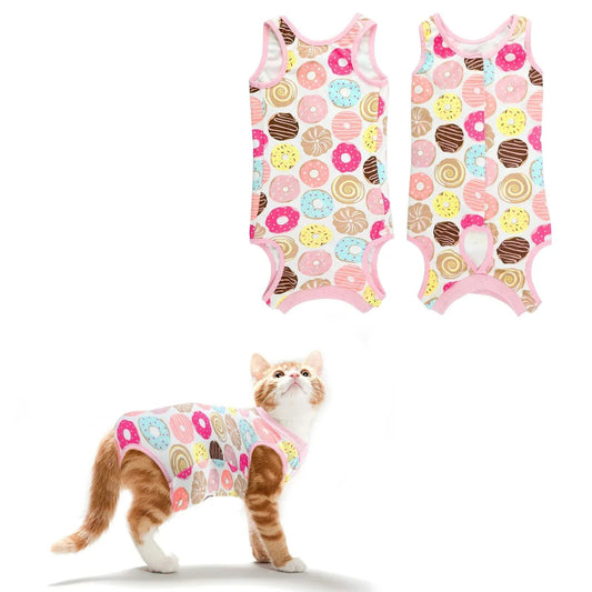 Anti-Licking Cat Surgery Recovery Suit - Comfortable Onesie for Post-Operative Care - 