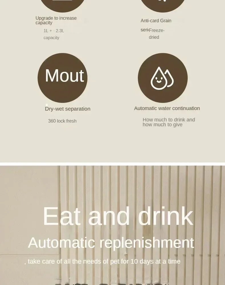 Automatic Dog Cat Feeder With Water Fountain -  