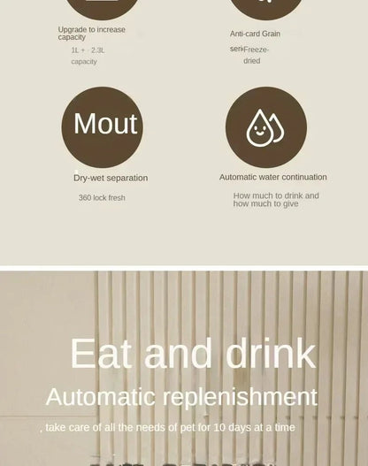 Automatic Dog Cat Feeder With Water Fountain -  