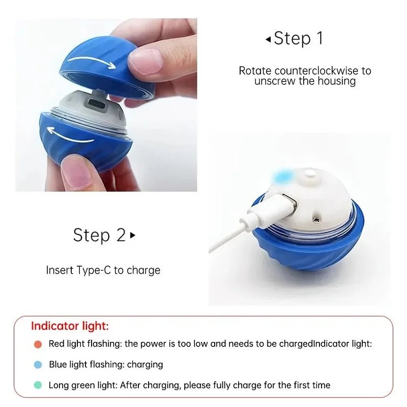 Automatic Moving Dog Toy Ball - USB Rechargeable Bouncing & Rolling Interactive Pet Toy -  