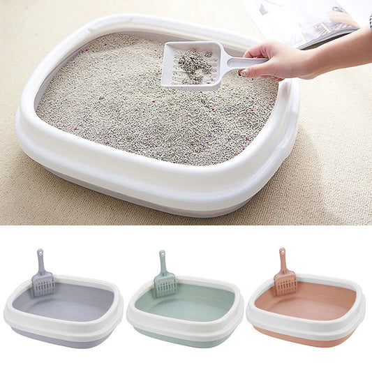 Cat Litter Box with Scoop | Splash-Proof Pet Toilet for Easy Cleaning