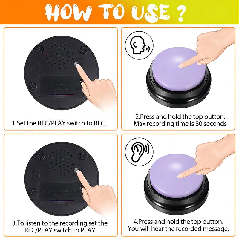 Dog Talking Button Toys for Pet Communication, Recordable Training Buttons -  