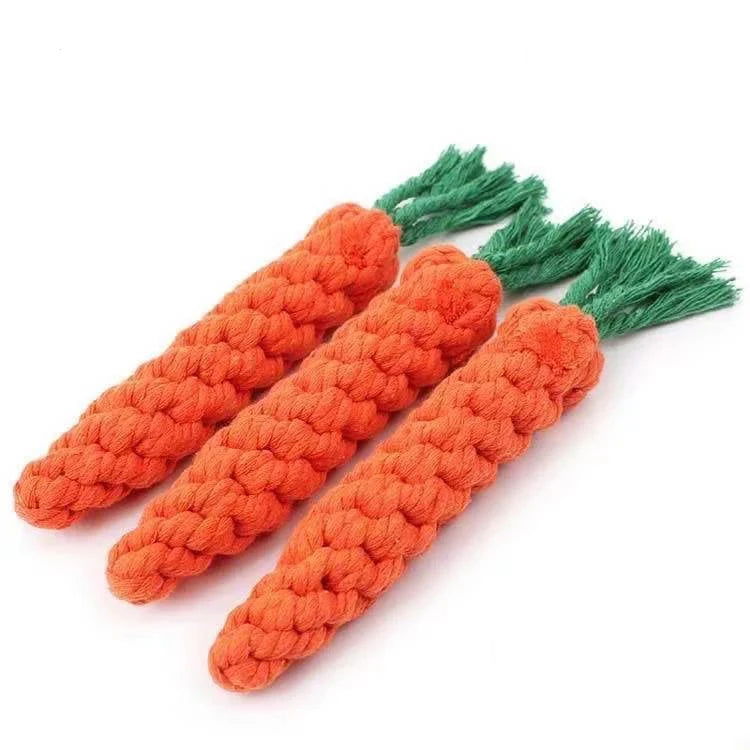 Durable Dog Toy Carrot Knot Rope Ball – Cotton Rope Chew Toy for Puppy Teeth Cleaning -  