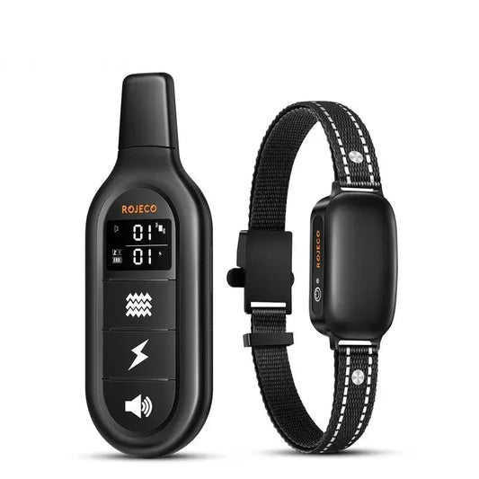 Electric Dog Training Collar with Digital Remote, IPX7 Waterproof, Rechargeable Bark Stop & Shock Vibration Control -  