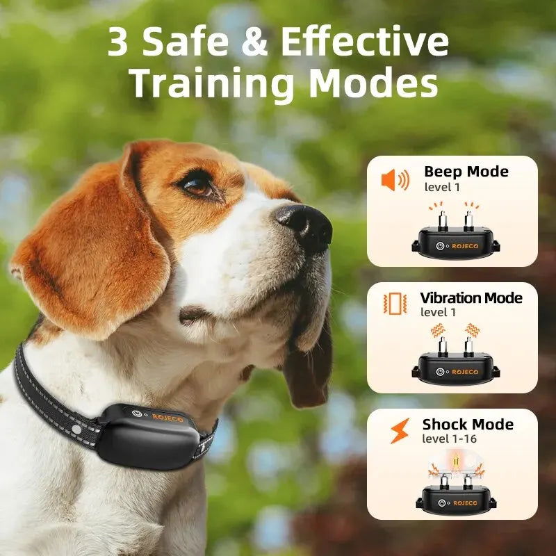 Electric Dog Training Collar with Digital Remote, IPX7 Waterproof, Rechargeable Bark Stop & Shock Vibration Control -  