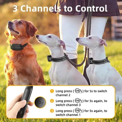 Electric Dog Training Collar with Digital Remote, IPX7 Waterproof, Rechargeable Bark Stop & Shock Vibration Control -  