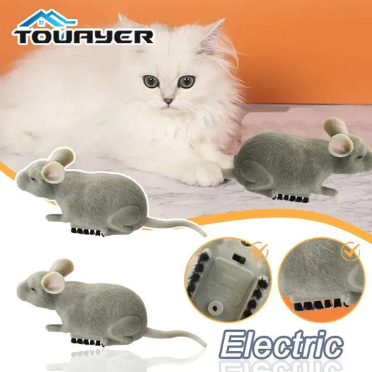 Electric Mouse Toys Cat Play Automatic Escape Robot Vibration Crawling Battery Operated Plush Mouse Pet Interaction Plaything -  