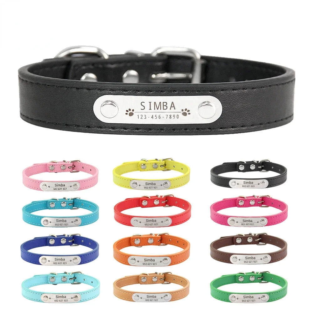 Personalized Dog Leather Collar - 