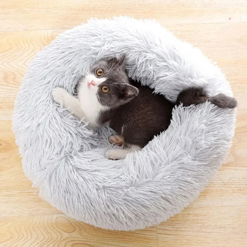 Plush Fur Pet Bed - Soft Nest Comfort Bed for Dogs and Cats