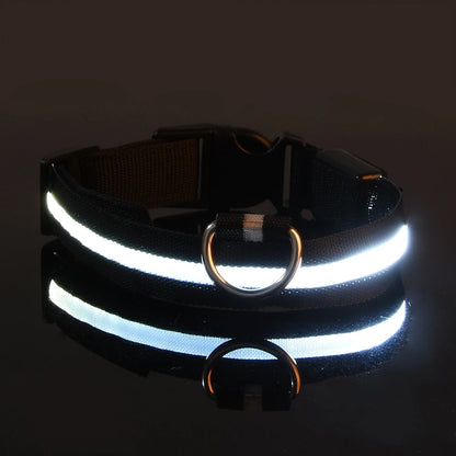 LED Flashing Dog Collar - Nylon Glow-in-the-Dark Luminous Safety Collar