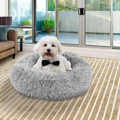 Plush Fur Pet Bed - Soft Nest Comfort Bed for Dogs and Cats