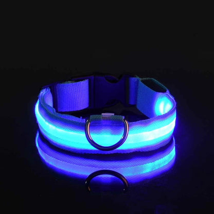 LED Flashing Dog Collar - Nylon Glow-in-the-Dark Luminous Safety Collar