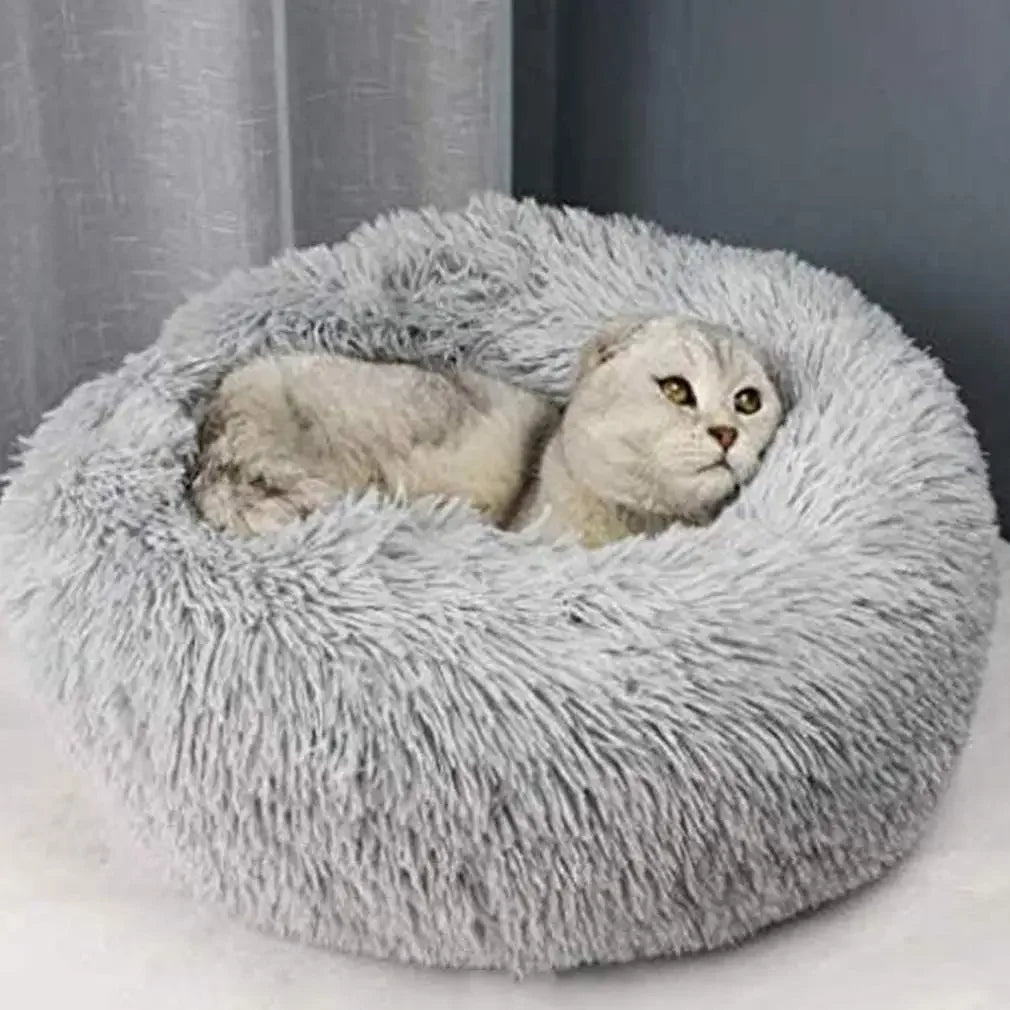 Plush Fur Pet Bed - Soft Nest Comfort Bed for Dogs and Cats