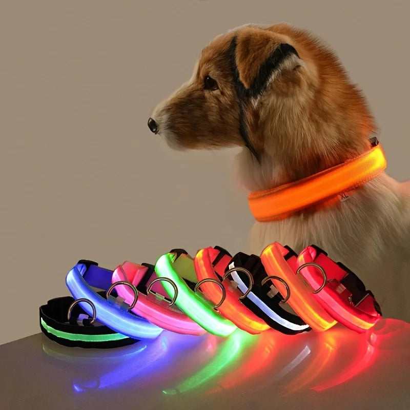 LED Flashing Dog Collar - Nylon Glow-in-the-Dark Luminous Safety Collar