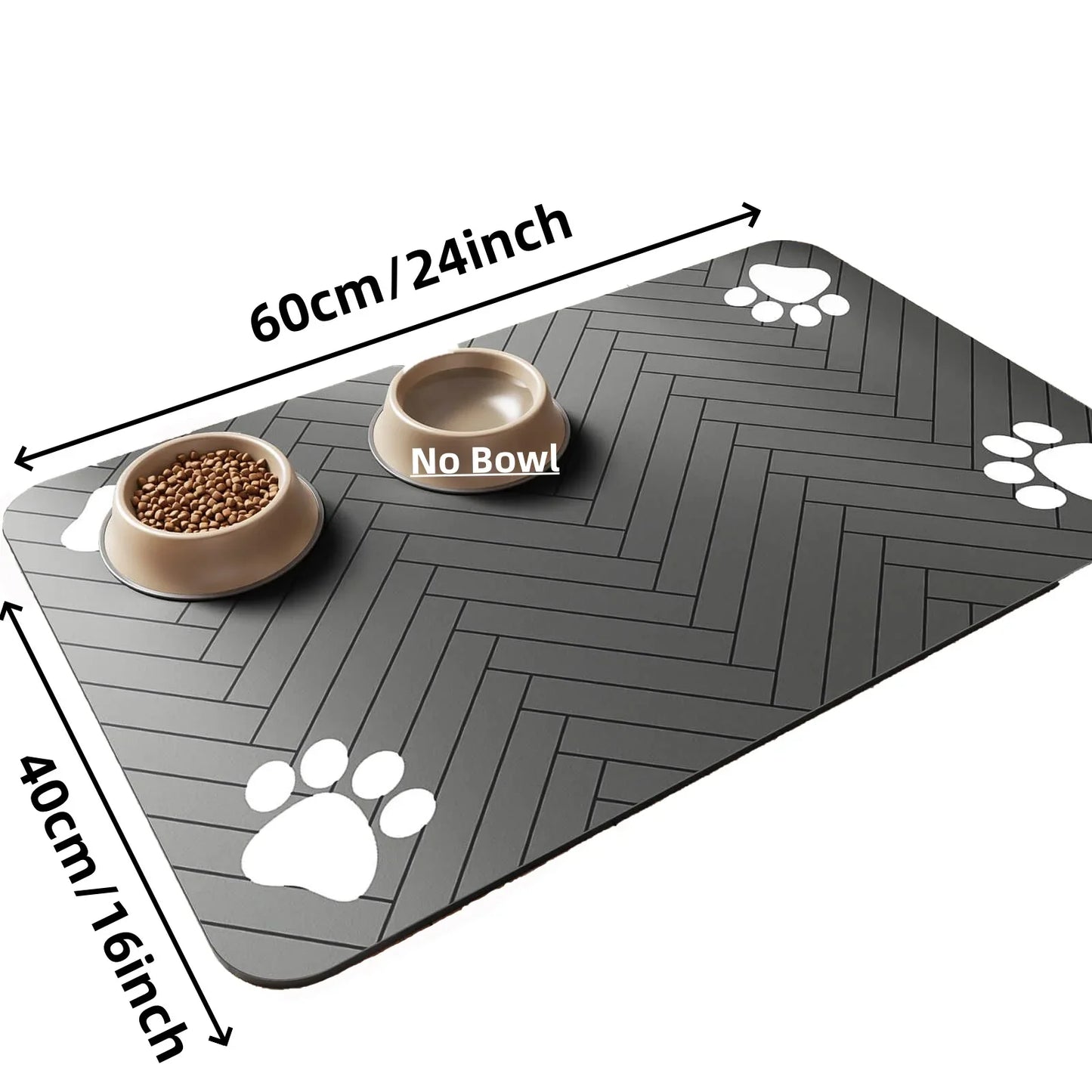 Waterproof Pet Feeding Mat - Non-Slip, Quick-Dry Absorbent Mat with Rubber Backing for Dog & Cat Food Bowls