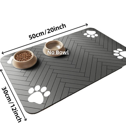 Waterproof Pet Feeding Mat - Non-Slip, Quick-Dry Absorbent Mat with Rubber Backing for Dog & Cat Food Bowls