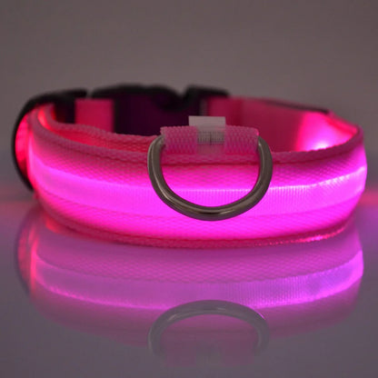 LED Flashing Dog Collar - Nylon Glow-in-the-Dark Luminous Safety Collar