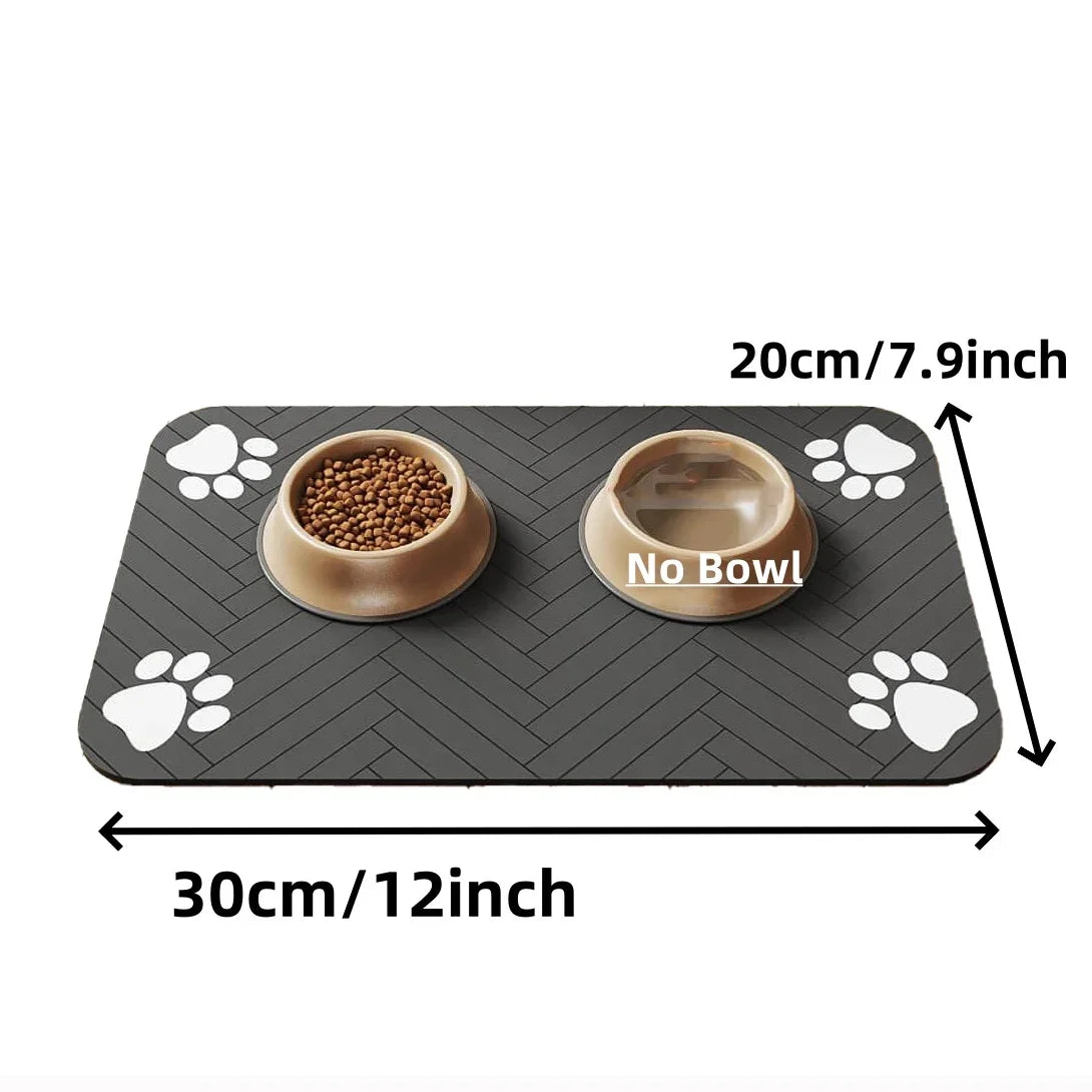 Waterproof Pet Feeding Mat - Non-Slip, Quick-Dry Absorbent Mat with Rubber Backing for Dog & Cat Food Bowls