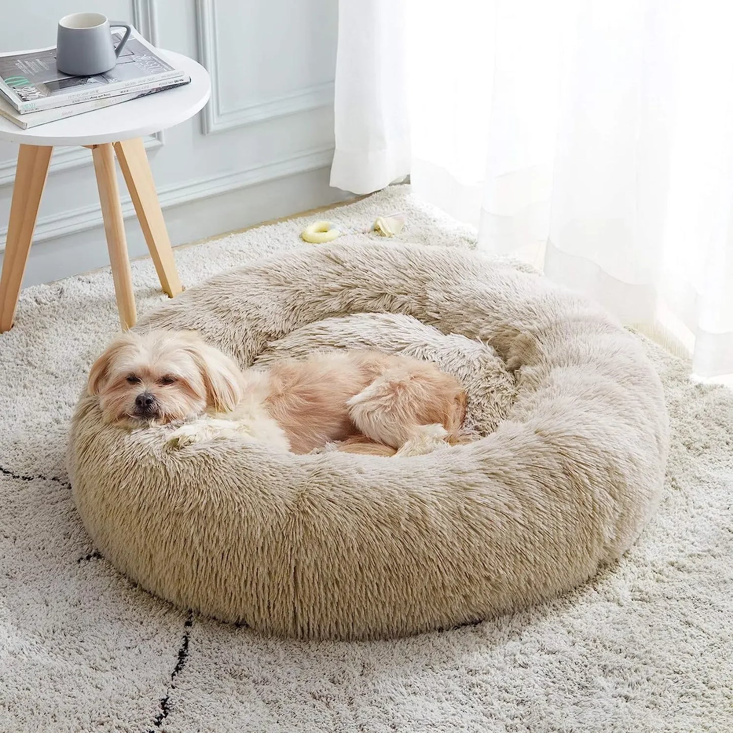 Plush Fur Pet Bed - Soft Nest Comfort Bed for Dogs and Cats