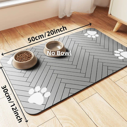 Waterproof Pet Feeding Mat - Non-Slip, Quick-Dry Absorbent Mat with Rubber Backing for Dog & Cat Food Bowls