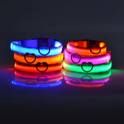 LED Flashing Dog Collar - Nylon Glow-in-the-Dark Luminous Safety Collar