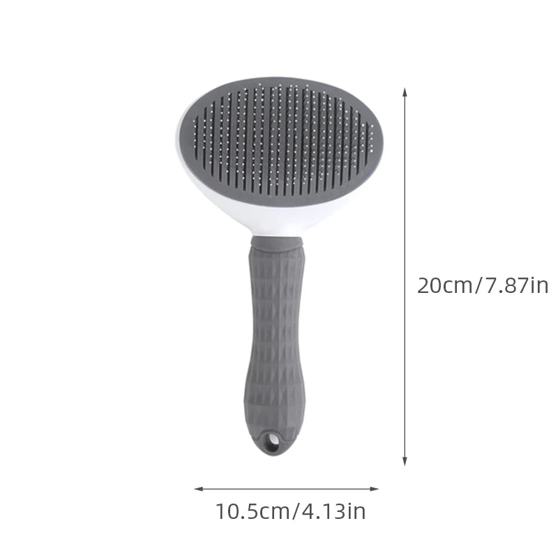 Stainless Steel Pet Grooming Brush - Self-Cleaning Hair Removal Comb for Dogs and Cats