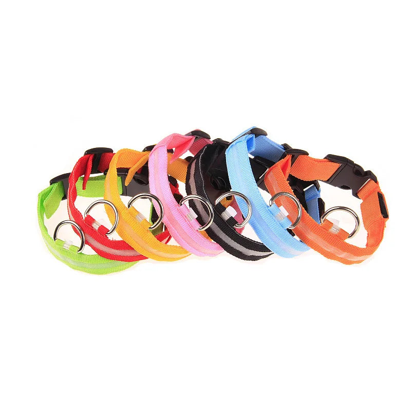 LED Flashing Dog Collar - Nylon Glow-in-the-Dark Luminous Safety Collar