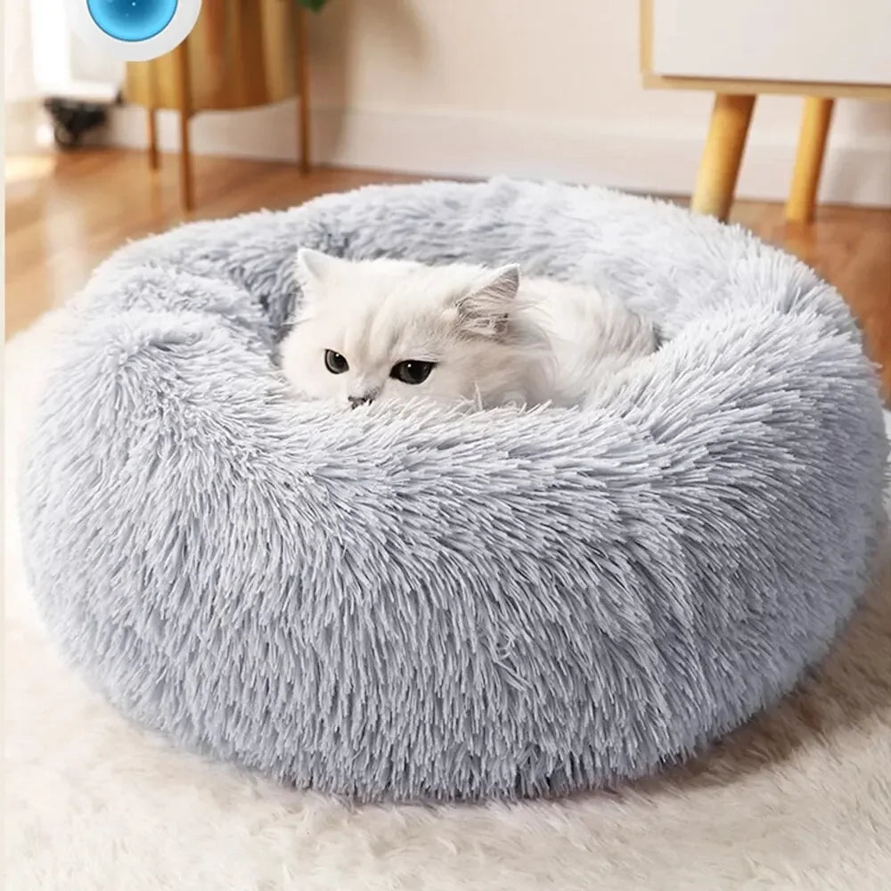 Plush Fur Pet Bed - Soft Nest Comfort Bed for Dogs and Cats