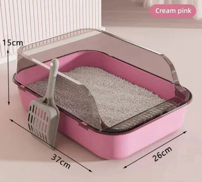 Semi-Enclosed Cat Sandbox Litter Box - Splashproof Cat Tray for Easy Cleaning and Odor Control