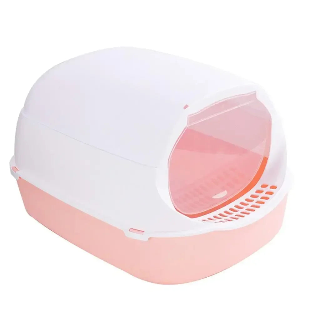 Semi-Enclosed Cat Sandbox Litter Box - Splashproof Cat Tray for Easy Cleaning and Odor Control