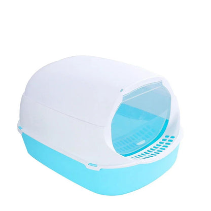 Semi-Enclosed Cat Sandbox Litter Box - Splashproof Cat Tray for Easy Cleaning and Odor Control