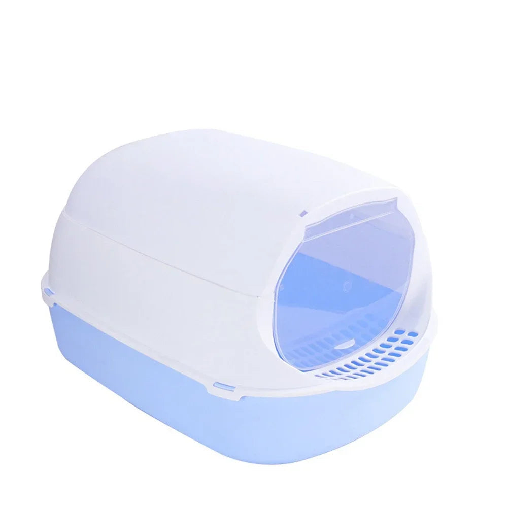 Semi-Enclosed Cat Sandbox Litter Box - Splashproof Cat Tray for Easy Cleaning and Odor Control