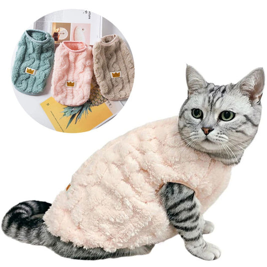 Soft Fleece Sweatshirt for Cats & Small Dogs – Cozy Autumn/Winter Jacket for Sphynx & Puppies - 