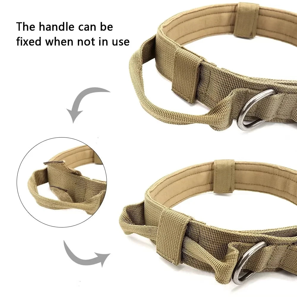Tactical Police Dog Collar, Military Adjustable Nylon for German Shepherd, Durable Training & Walking Collar - 
