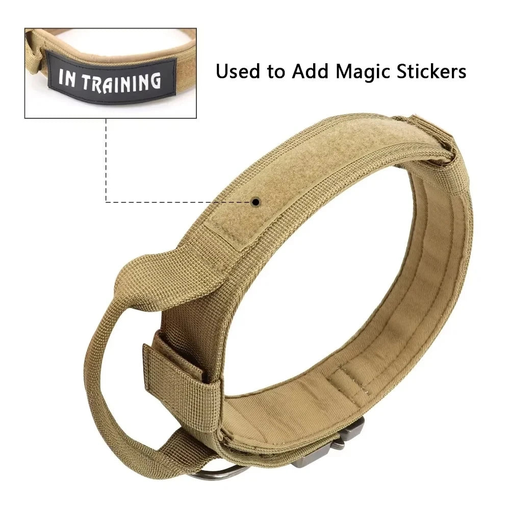 Tactical Police Dog Collar, Military Adjustable Nylon for German Shepherd, Durable Training & Walking Collar - 