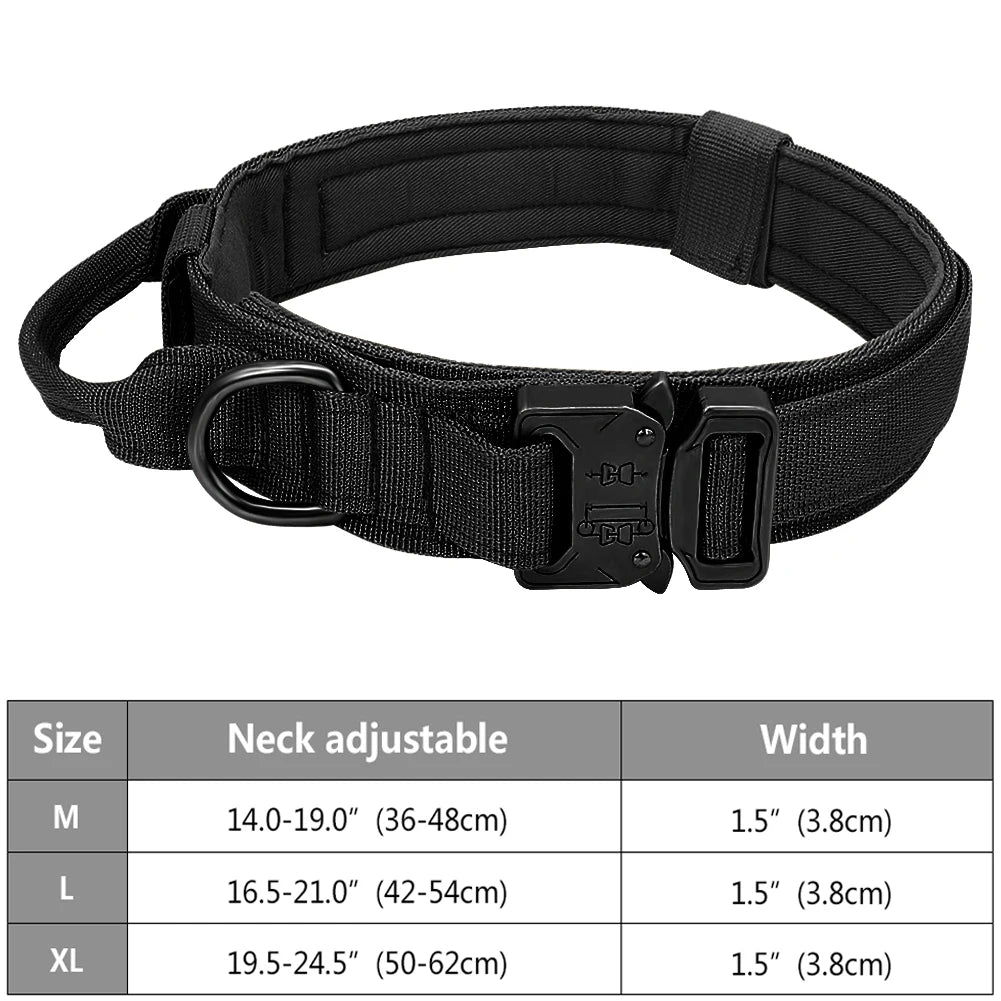 Tactical Police Dog Collar, Military Adjustable Nylon for German Shepherd, Durable Training & Walking Collar - 