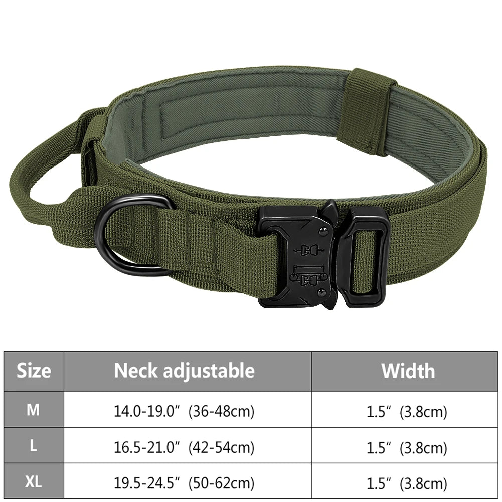 Tactical Police Dog Collar, Military Adjustable Nylon for German Shepherd, Durable Training & Walking Collar - 