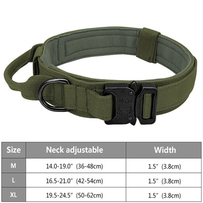 Tactical Police Dog Collar, Military Adjustable Nylon for German Shepherd, Durable Training & Walking Collar - 