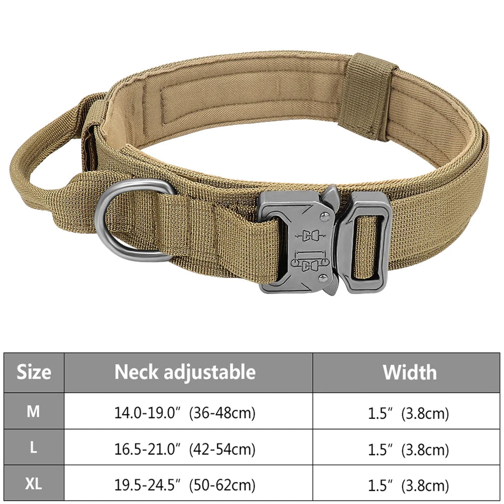 Tactical Police Dog Collar, Military Adjustable Nylon for German Shepherd, Durable Training & Walking Collar - 
